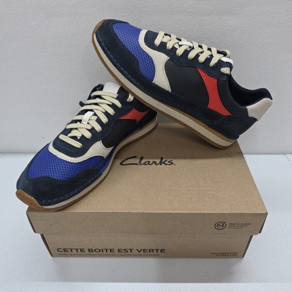 Clarks Mens Craftrun Tor Shoes Navy Marine US 10.5M Leather Suede #26170548 NIB